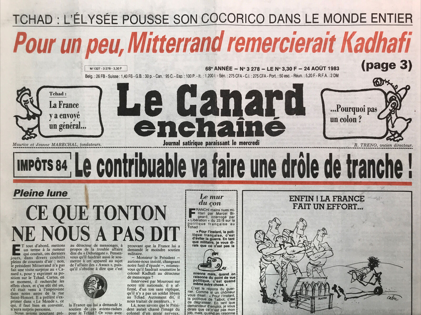 Couac ! | Acheter un Canard | Vente d'Anciens Journaux du Canard Enchaîné. Des Journaux Satiriques de Collection, Historiques & Authentiques de 1916 à 2004 ! | 3278