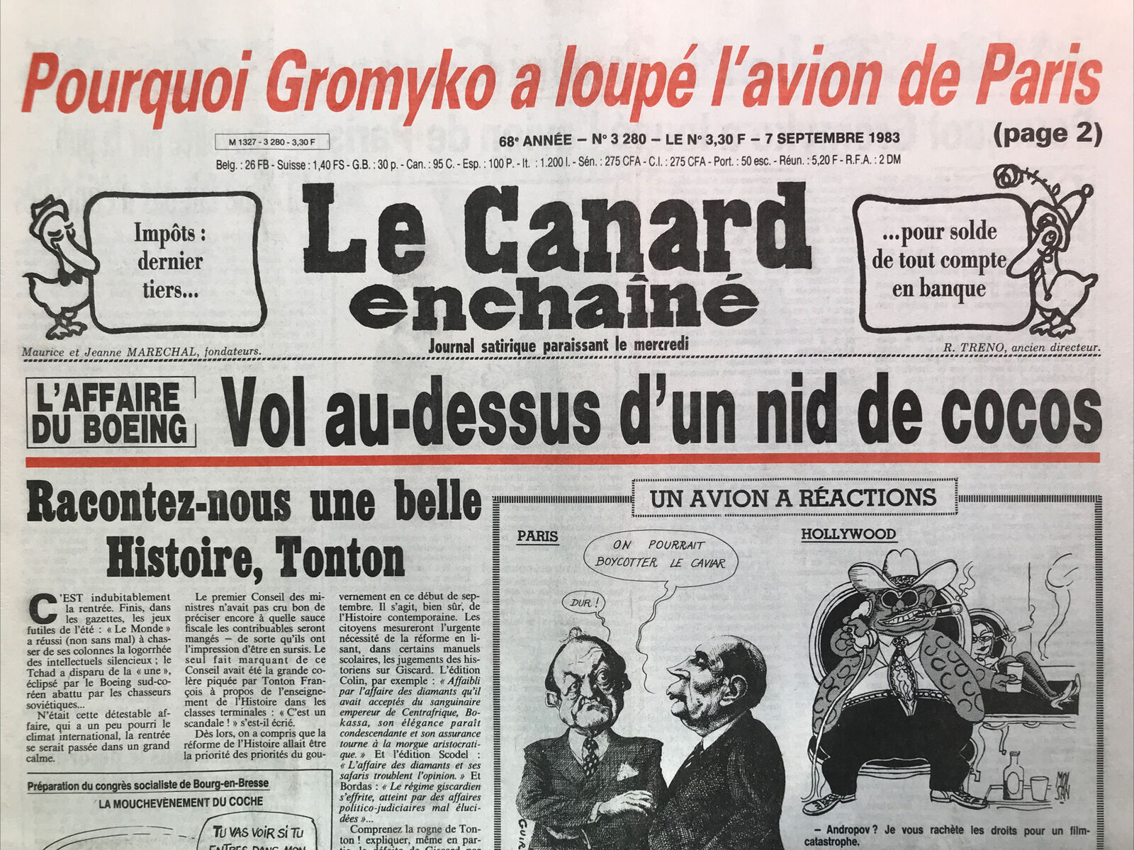 Couac ! | Acheter un Canard | Vente d'Anciens Journaux du Canard Enchaîné. Des Journaux Satiriques de Collection, Historiques & Authentiques de 1916 à 2004 ! | 3280