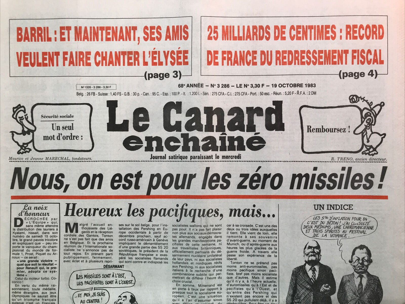 Couac ! | Acheter un Canard | Vente d'Anciens Journaux du Canard Enchaîné. Des Journaux Satiriques de Collection, Historiques & Authentiques de 1916 à 2004 ! | 3286