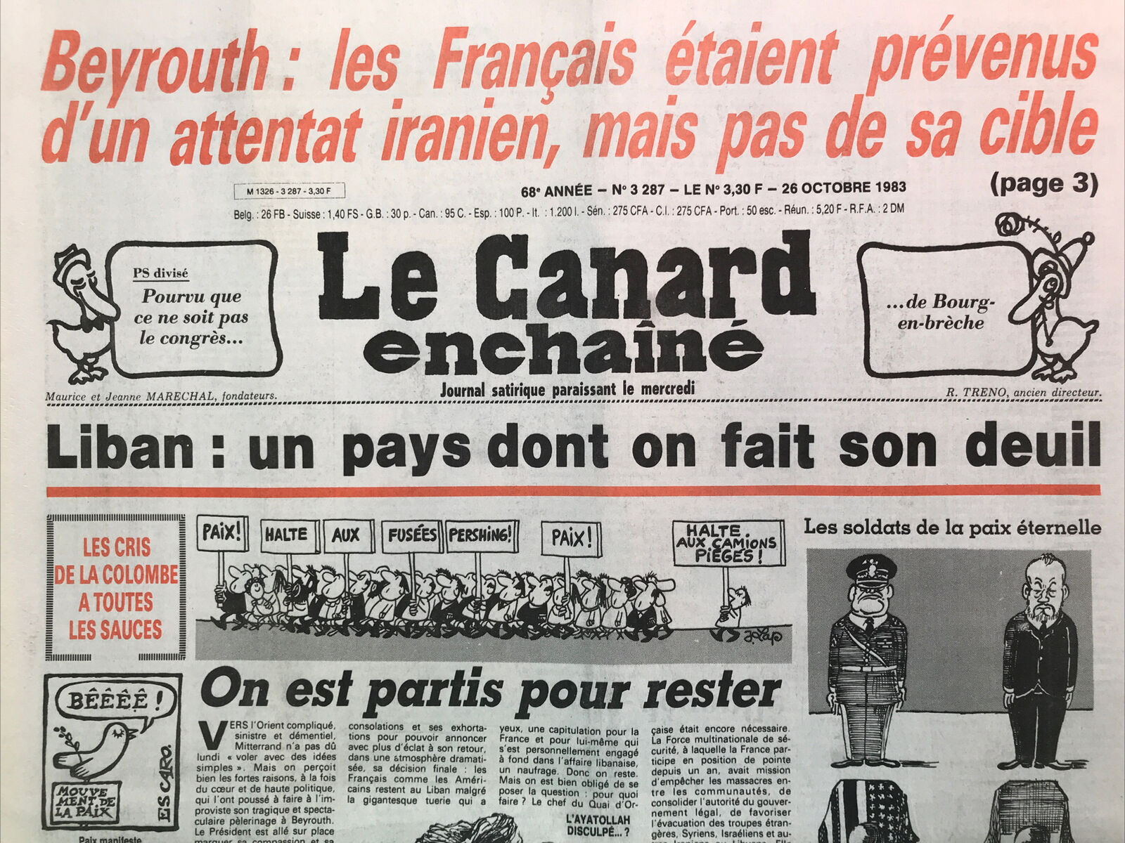 Couac ! | Acheter un Canard | Vente d'Anciens Journaux du Canard Enchaîné. Des Journaux Satiriques de Collection, Historiques & Authentiques de 1916 à 2004 ! | 3287