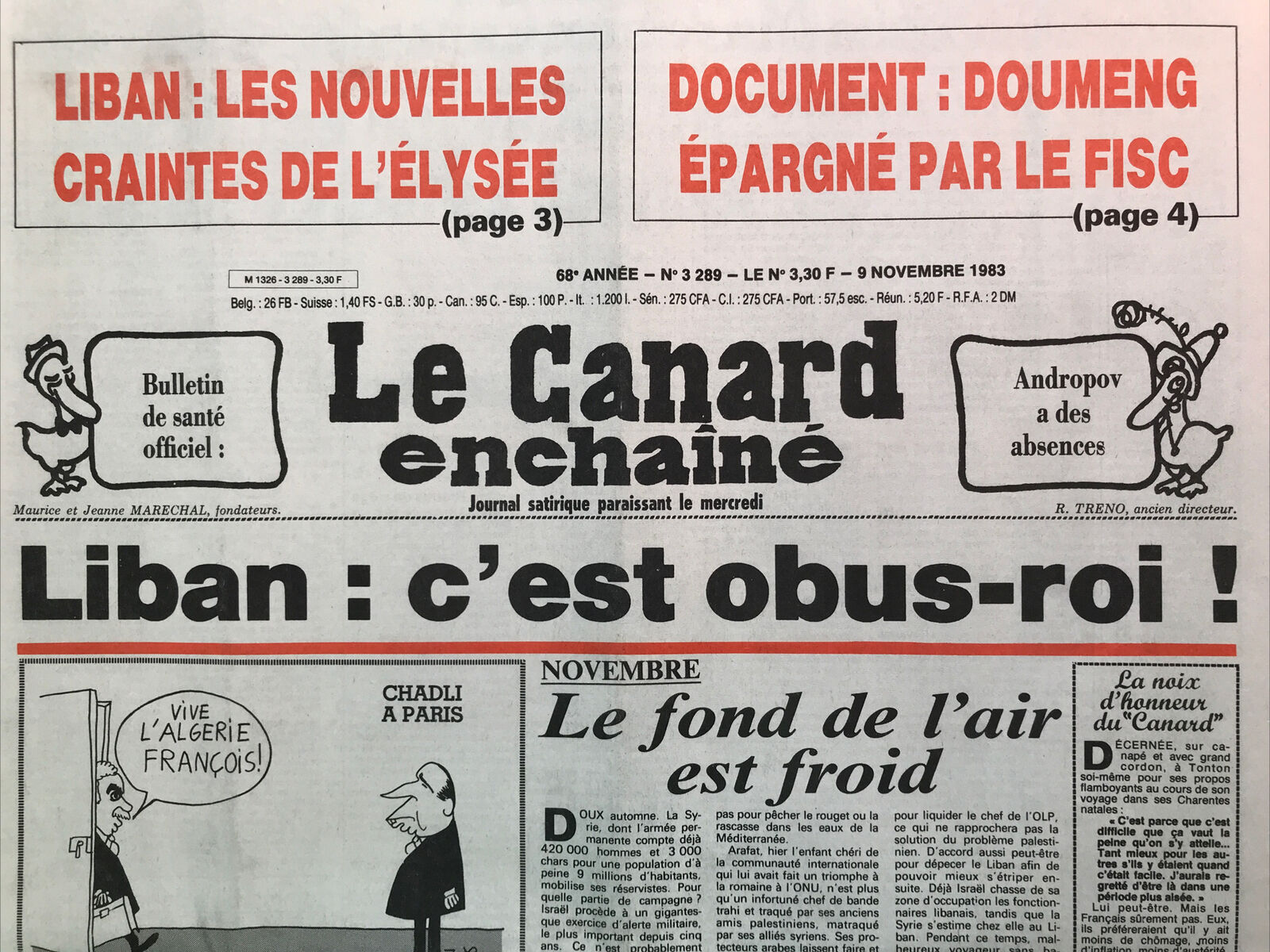 Couac ! | Acheter un Canard | Vente d'Anciens Journaux du Canard Enchaîné. Des Journaux Satiriques de Collection, Historiques & Authentiques de 1916 à 2004 ! | 3289