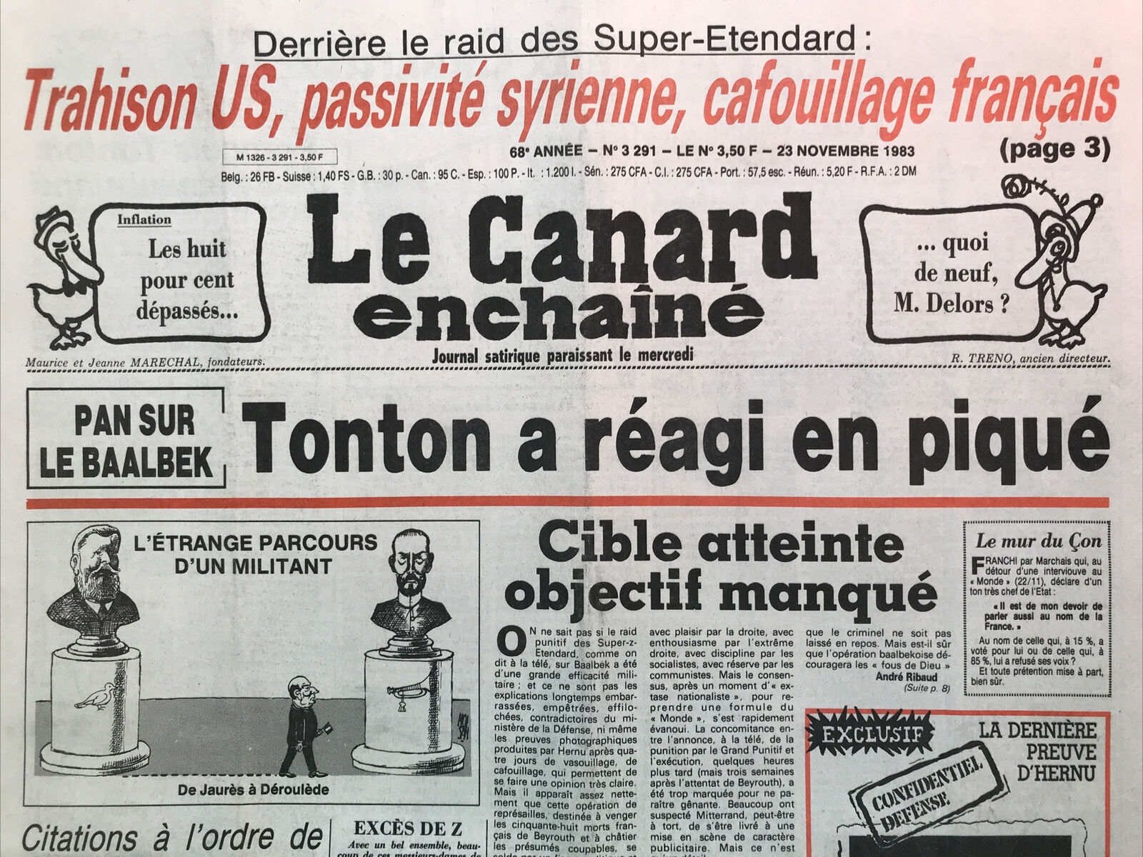 Couac ! | Acheter un Canard | Vente d'Anciens Journaux du Canard Enchaîné. Des Journaux Satiriques de Collection, Historiques & Authentiques de 1916 à 2004 ! | 3291