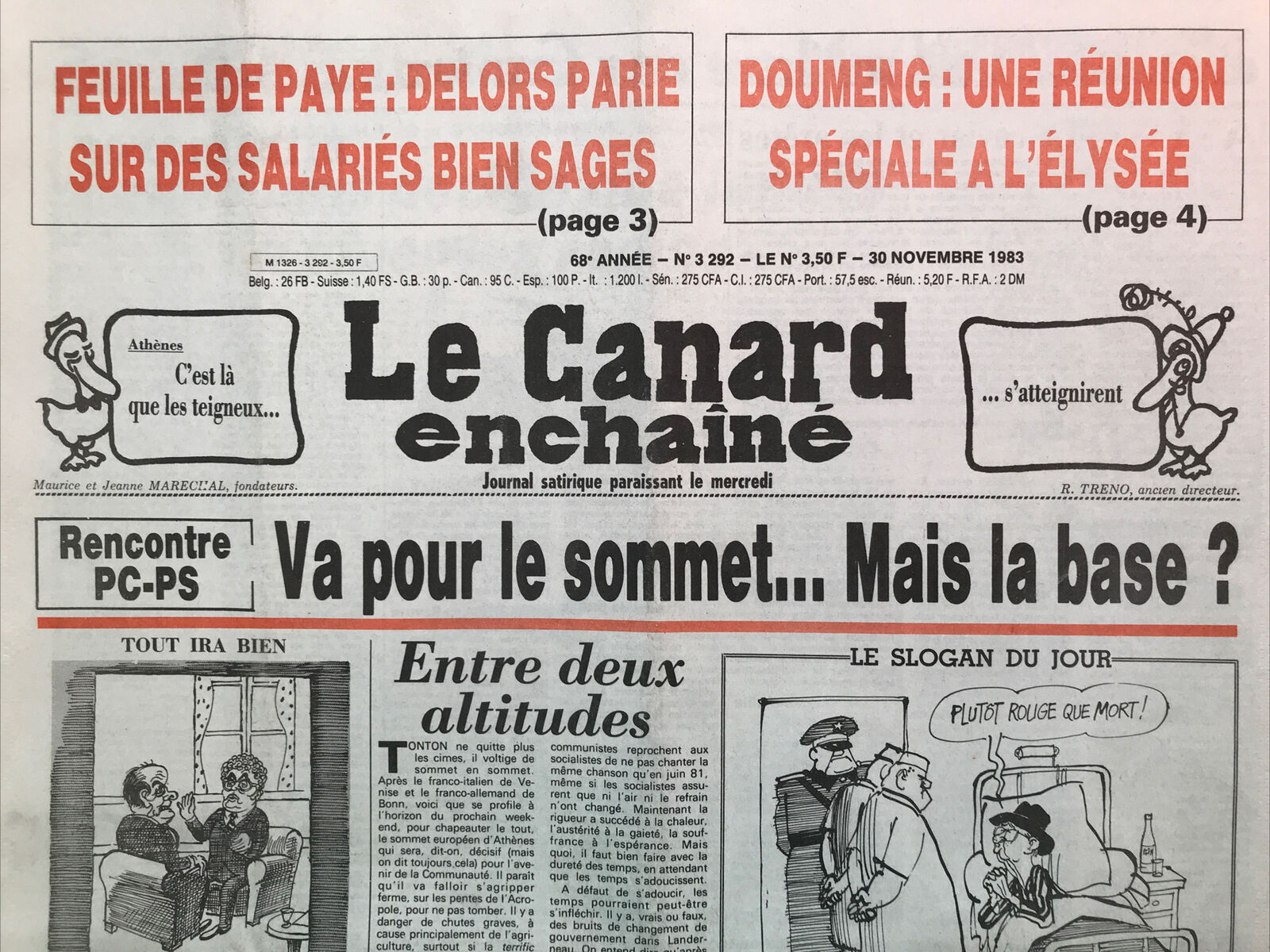 Couac ! | Acheter un Canard | Vente d'Anciens Journaux du Canard Enchaîné. Des Journaux Satiriques de Collection, Historiques & Authentiques de 1916 à 2004 ! | 3292