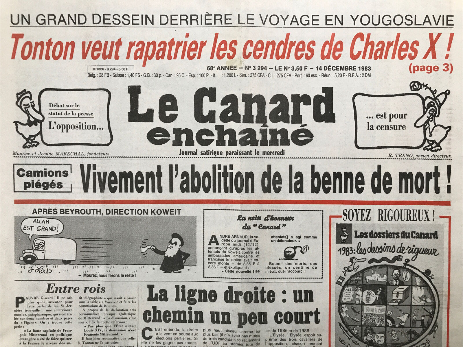 Couac ! | Acheter un Canard | Vente d'Anciens Journaux du Canard Enchaîné. Des Journaux Satiriques de Collection, Historiques & Authentiques de 1916 à 2004 ! | 3294