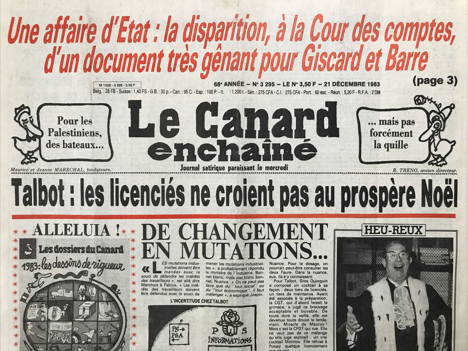 Couac ! | Acheter un Canard | Vente d'Anciens Journaux du Canard Enchaîné. Des Journaux Satiriques de Collection, Historiques & Authentiques de 1916 à 2004 ! | 3295