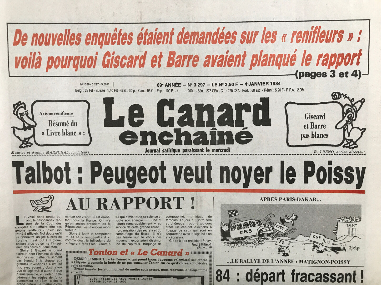 Couac ! | Acheter un Canard | Vente d'Anciens Journaux du Canard Enchaîné. Des Journaux Satiriques de Collection, Historiques & Authentiques de 1916 à 2004 ! | 3297