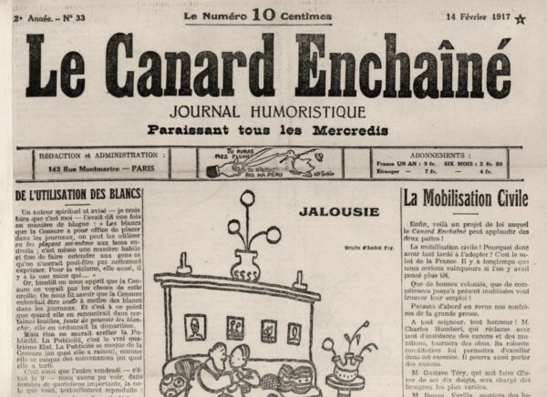 Couac ! | N° 33 du Canard Enchaîné - 14 Février 1917 | Nos Exemplaires du Canard Enchaîné sont archivés dans de bonnes conditions de conservation (obscurité, hygrométrie maitrisée et faible température), ce qui s'avère indispensable pour des journaux anciens. | 33 4