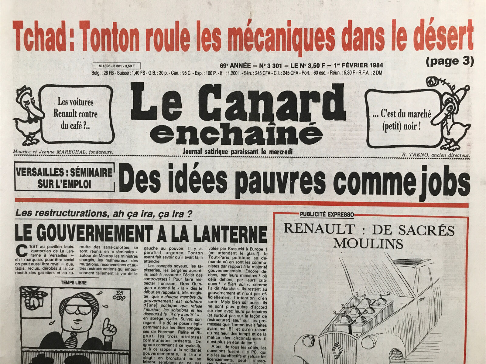 Couac ! | Acheter un Canard | Vente d'Anciens Journaux du Canard Enchaîné. Des Journaux Satiriques de Collection, Historiques & Authentiques de 1916 à 2004 ! | 3301