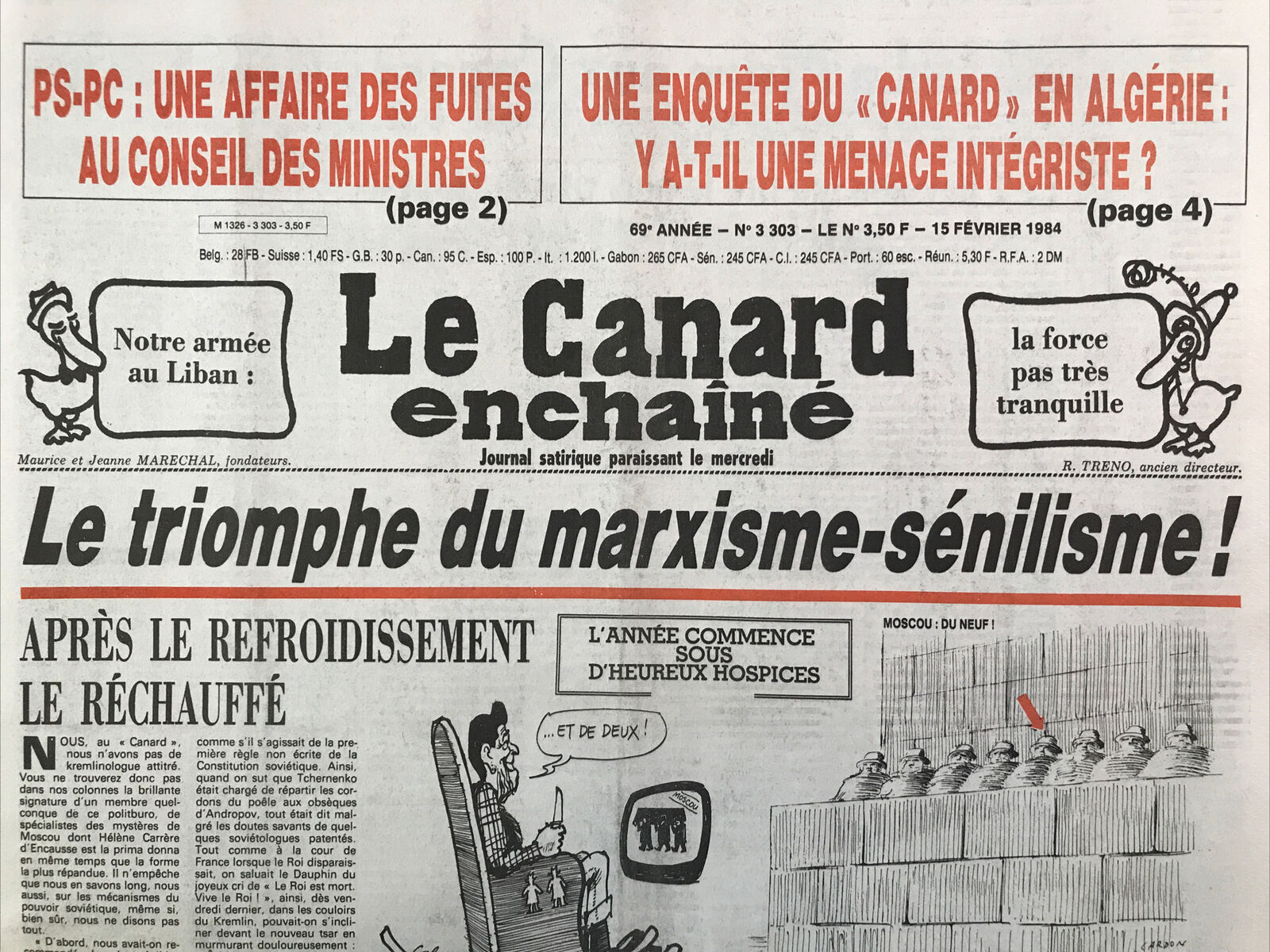 Couac ! | Acheter un Canard | Vente d'Anciens Journaux du Canard Enchaîné. Des Journaux Satiriques de Collection, Historiques & Authentiques de 1916 à 2004 ! | 3303