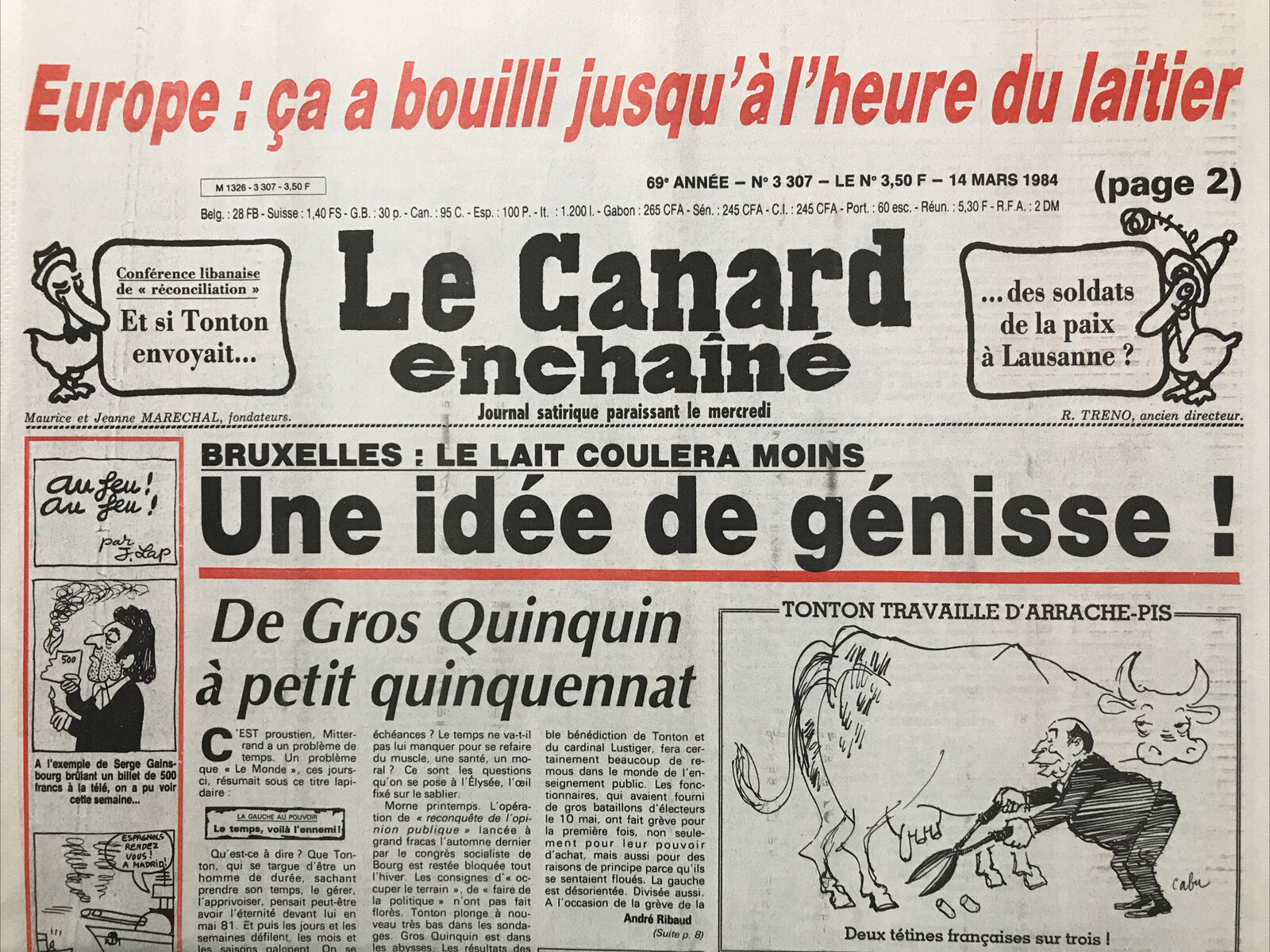 Couac ! | Acheter un Canard | Vente d'Anciens Journaux du Canard Enchaîné. Des Journaux Satiriques de Collection, Historiques & Authentiques de 1916 à 2004 ! | 3307