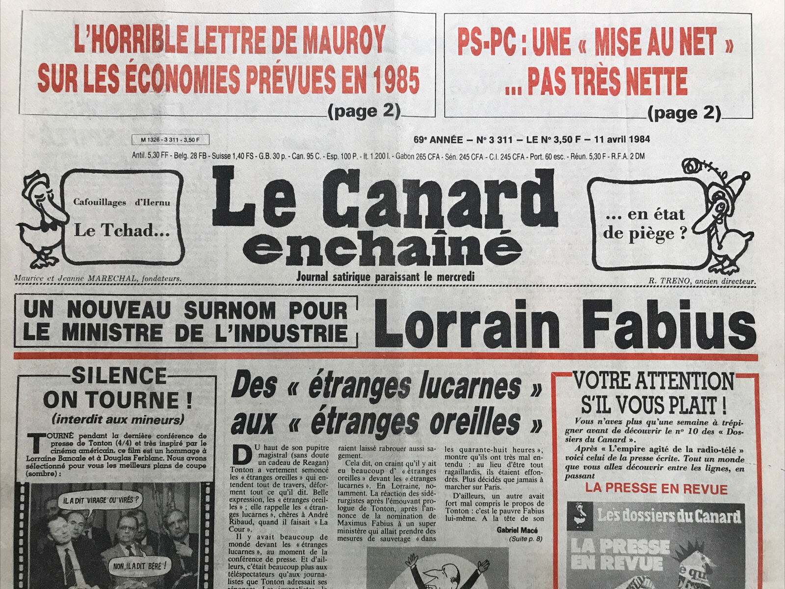 Couac ! | Acheter un Canard | Vente d'Anciens Journaux du Canard Enchaîné. Des Journaux Satiriques de Collection, Historiques & Authentiques de 1916 à 2004 ! | 3311