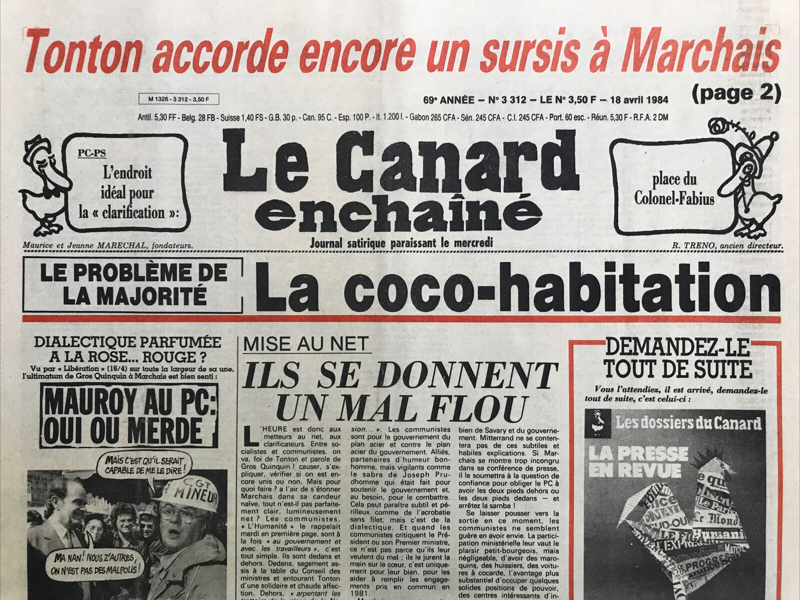 Couac ! | Acheter un Canard | Vente d'Anciens Journaux du Canard Enchaîné. Des Journaux Satiriques de Collection, Historiques & Authentiques de 1916 à 2004 ! | 3312