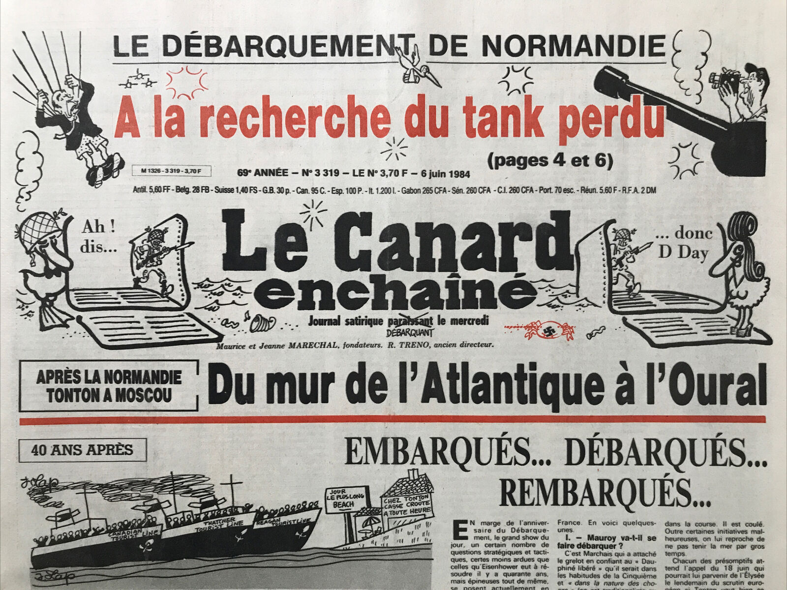 Couac ! | Acheter un Canard | Vente d'Anciens Journaux du Canard Enchaîné. Des Journaux Satiriques de Collection, Historiques & Authentiques de 1916 à 2004 ! | 3319