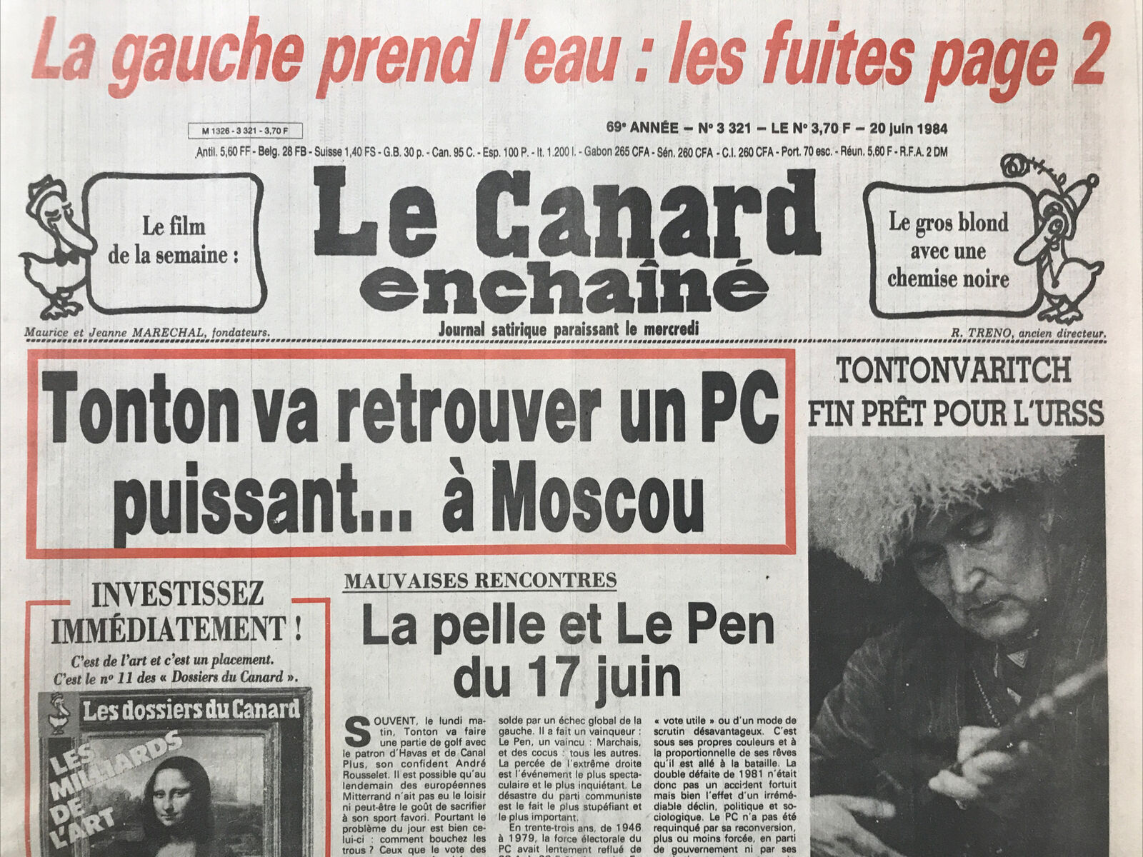 Couac ! | Acheter un Canard | Vente d'Anciens Journaux du Canard Enchaîné. Des Journaux Satiriques de Collection, Historiques & Authentiques de 1916 à 2004 ! | 3321