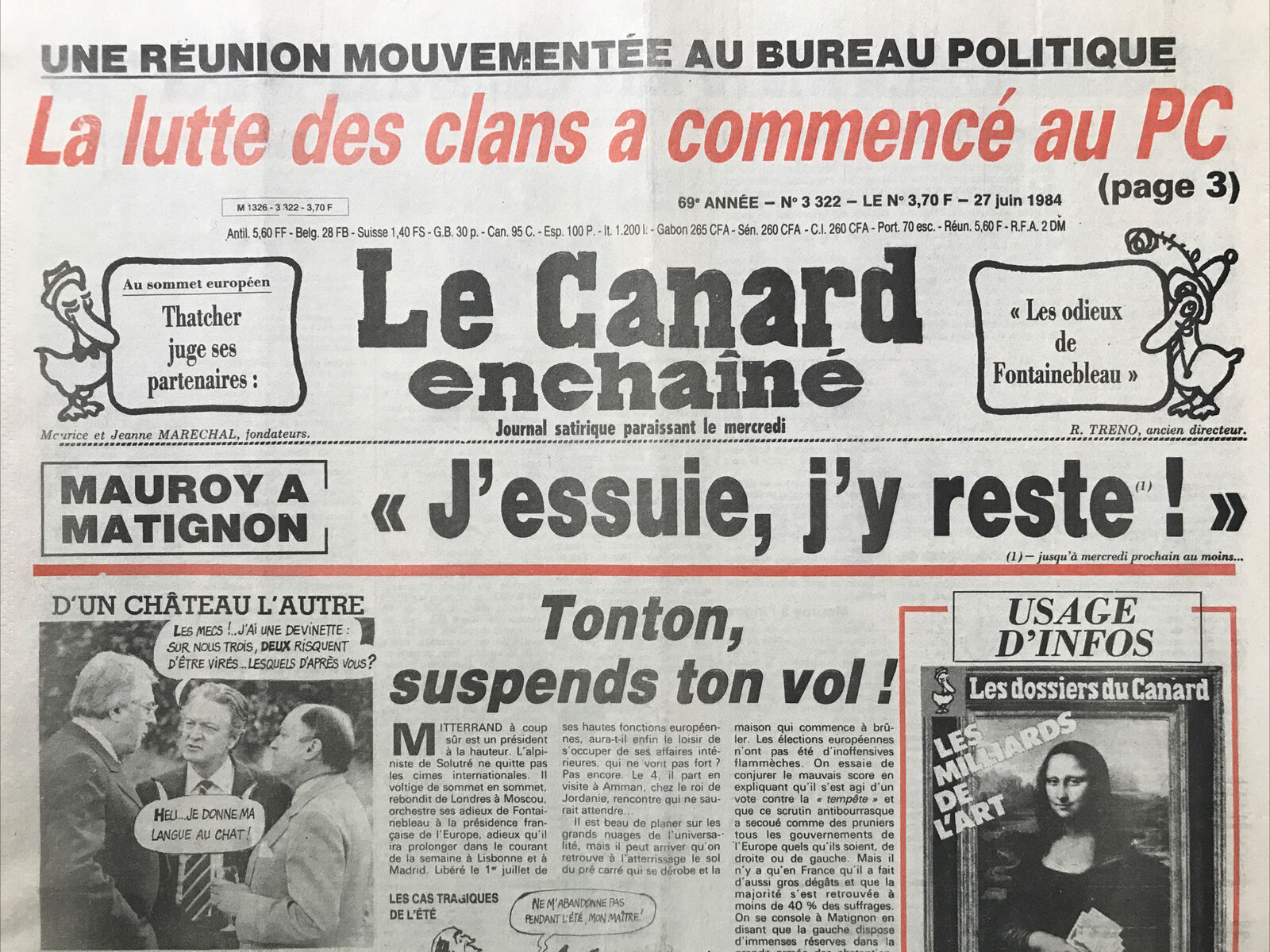 Couac ! | Acheter un Canard | Vente d'Anciens Journaux du Canard Enchaîné. Des Journaux Satiriques de Collection, Historiques & Authentiques de 1916 à 2004 ! | 3322