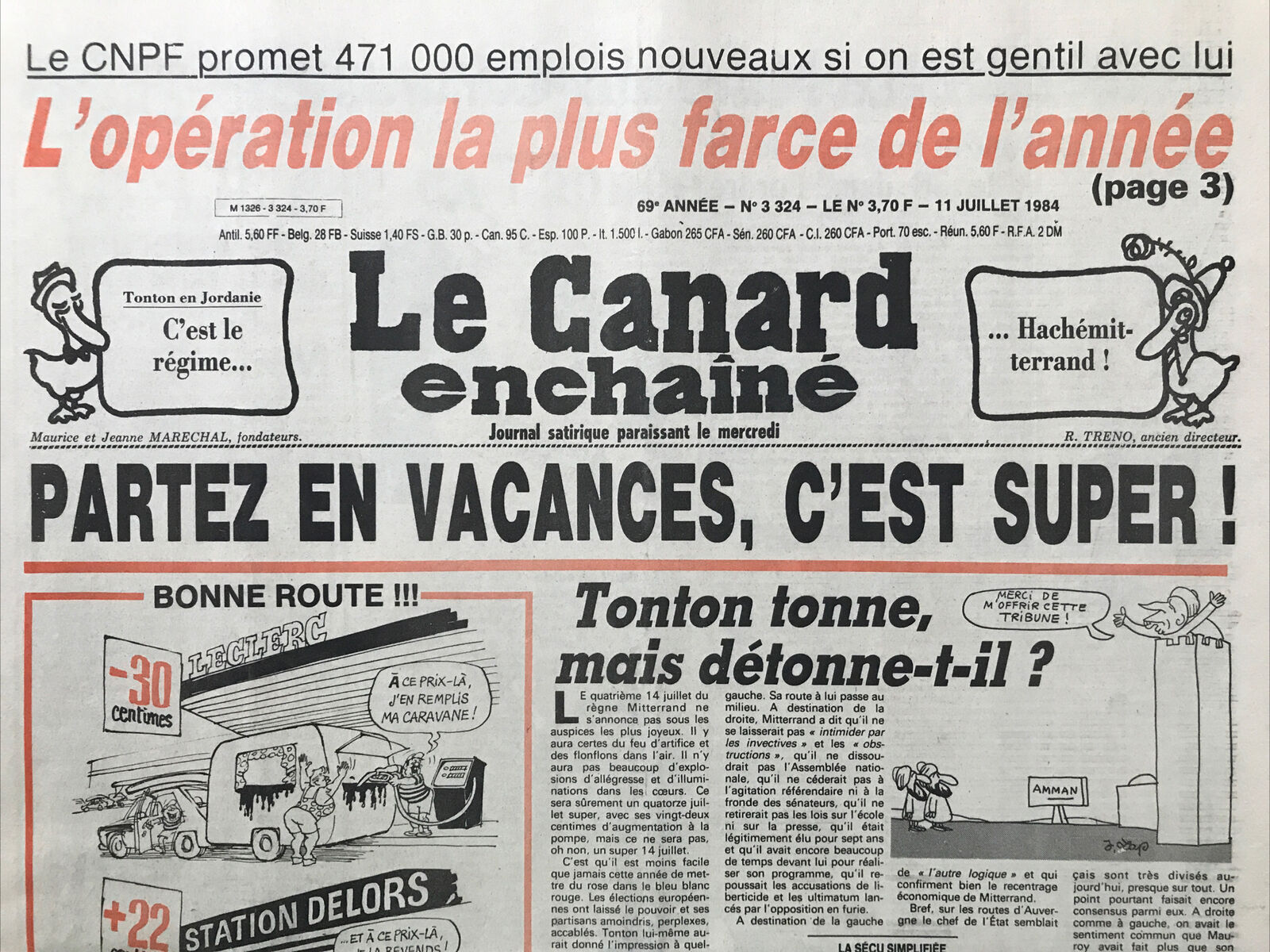 Couac ! | Acheter un Canard | Vente d'Anciens Journaux du Canard Enchaîné. Des Journaux Satiriques de Collection, Historiques & Authentiques de 1916 à 2004 ! | 3324