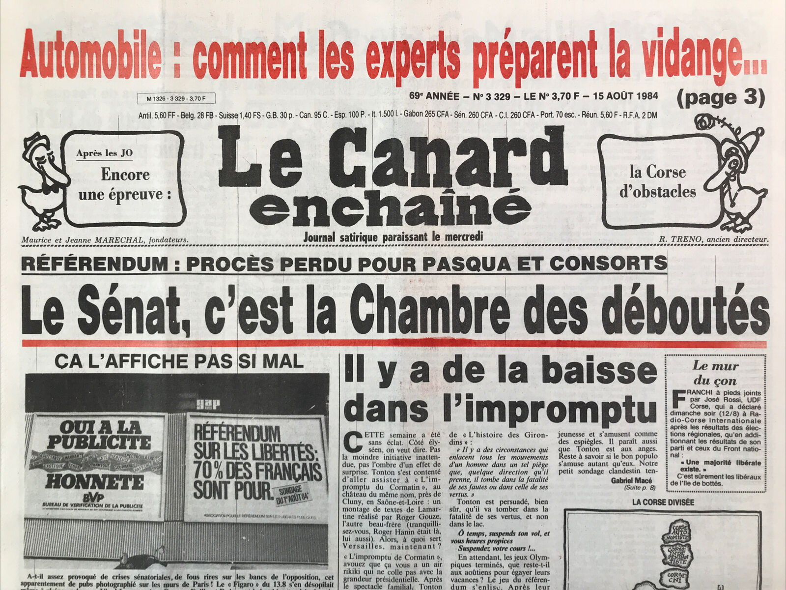 Couac ! | Acheter un Canard | Vente d'Anciens Journaux du Canard Enchaîné. Des Journaux Satiriques de Collection, Historiques & Authentiques de 1916 à 2004 ! | 3329