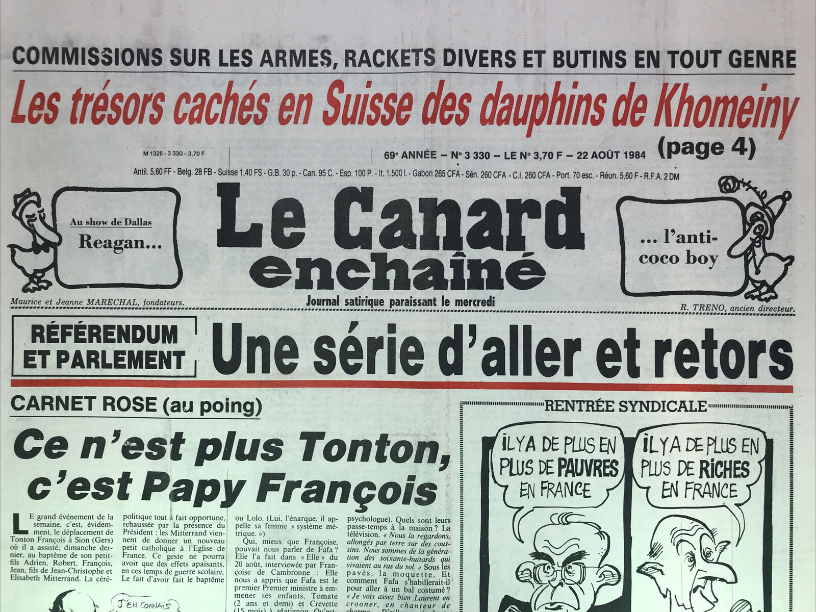 Couac ! | Acheter un Canard | Vente d'Anciens Journaux du Canard Enchaîné. Des Journaux Satiriques de Collection, Historiques & Authentiques de 1916 à 2004 ! | 3330