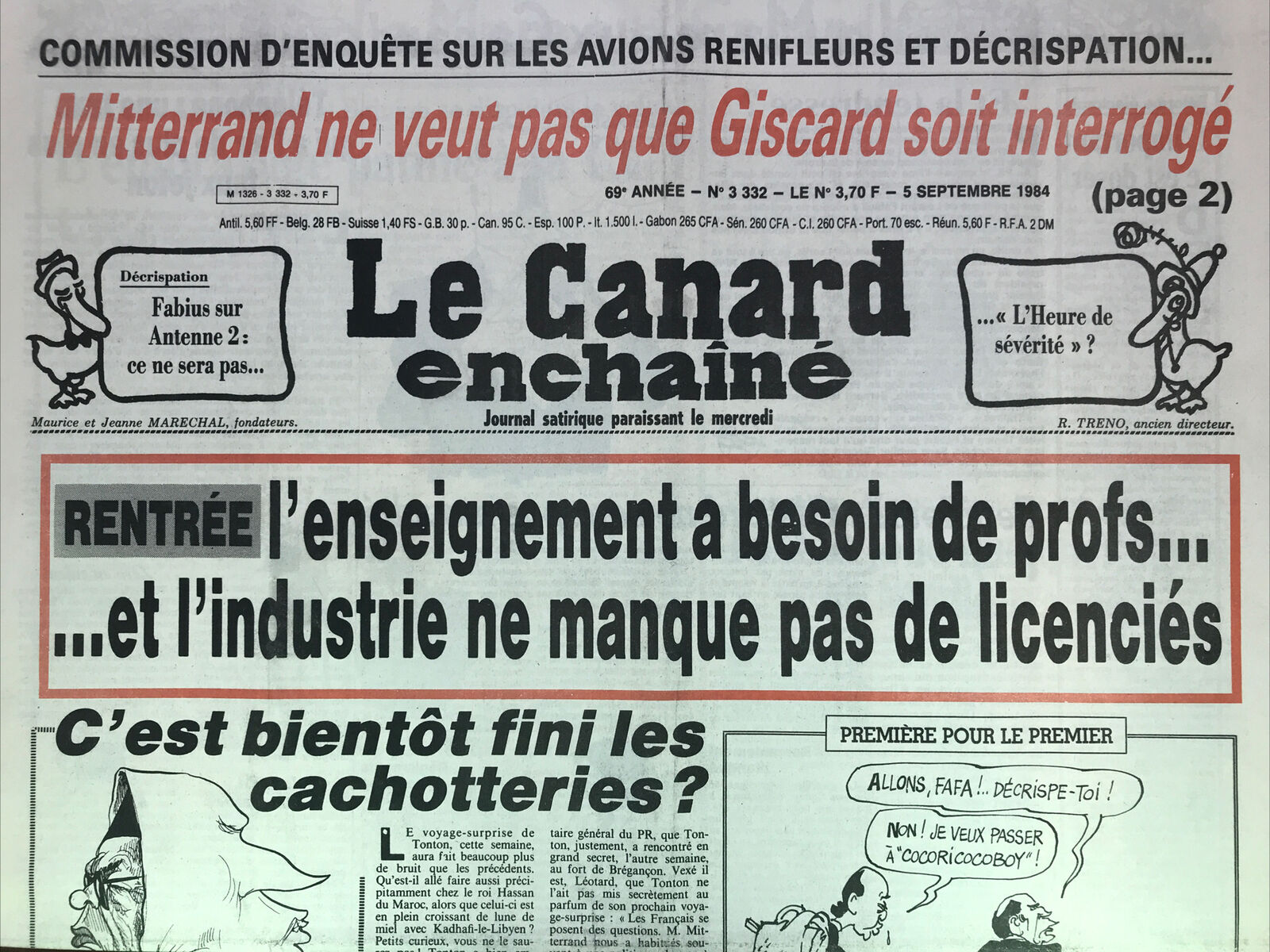 Couac ! | Acheter un Canard | Vente d'Anciens Journaux du Canard Enchaîné. Des Journaux Satiriques de Collection, Historiques & Authentiques de 1916 à 2004 ! | 3332