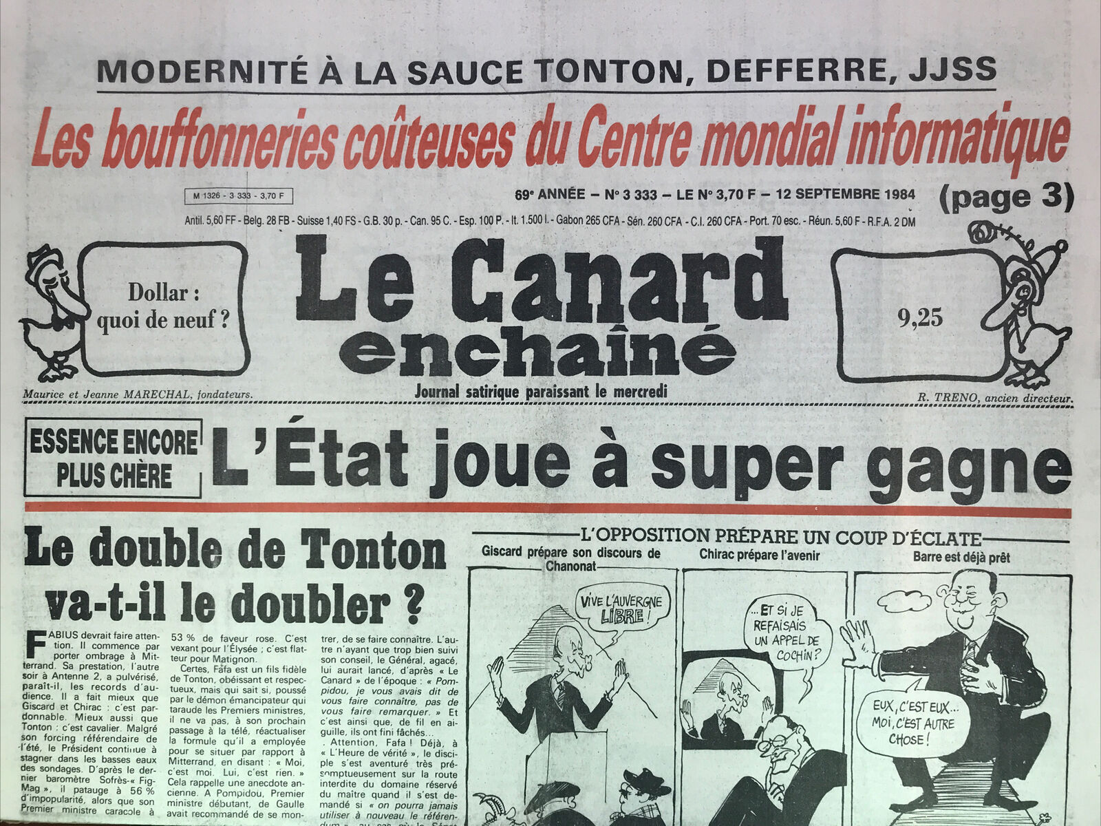 Couac ! | Acheter un Canard | Vente d'Anciens Journaux du Canard Enchaîné. Des Journaux Satiriques de Collection, Historiques & Authentiques de 1916 à 2004 ! | 3333