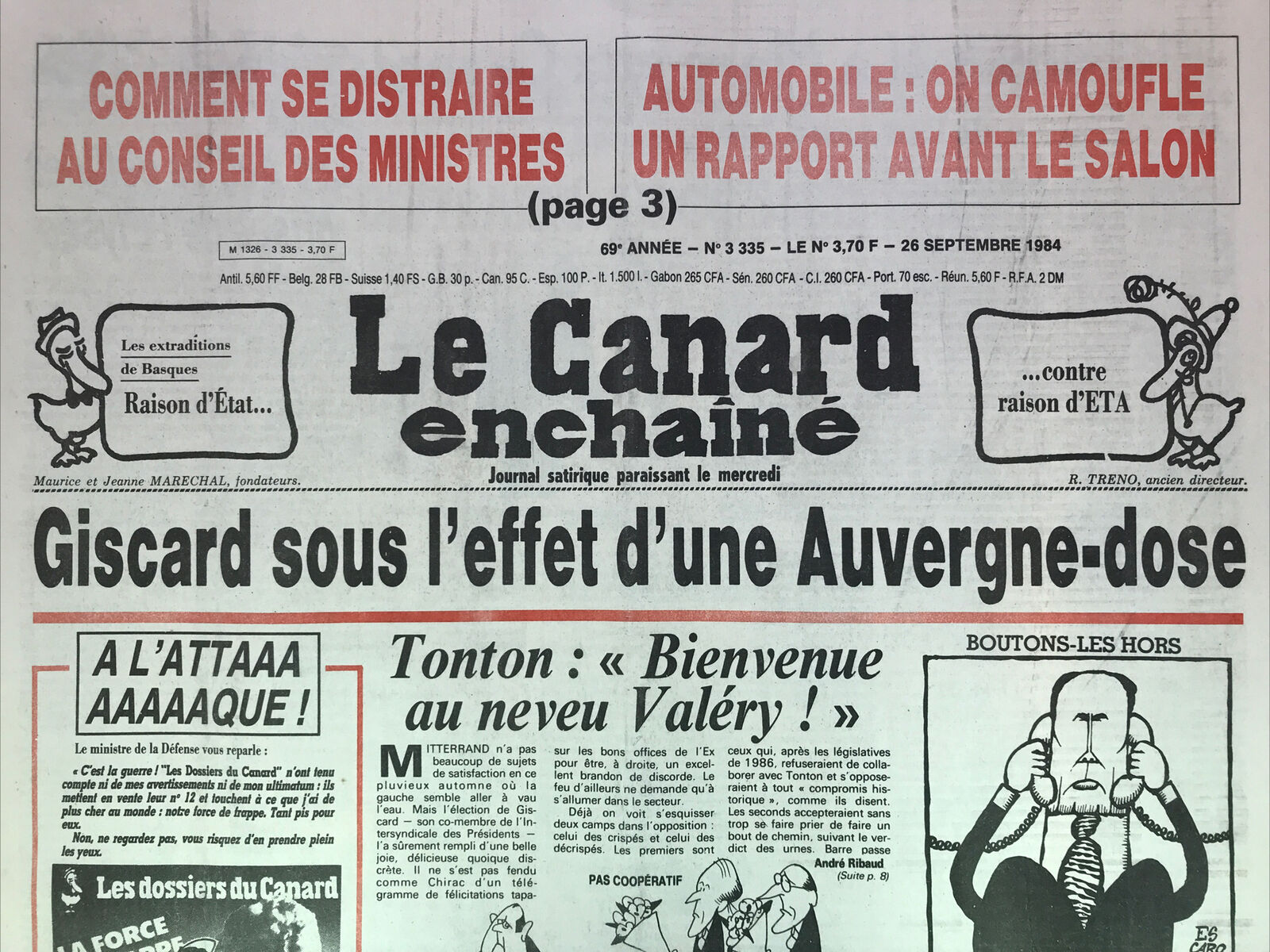 Couac ! | Acheter un Canard | Vente d'Anciens Journaux du Canard Enchaîné. Des Journaux Satiriques de Collection, Historiques & Authentiques de 1916 à 2004 ! | 3335