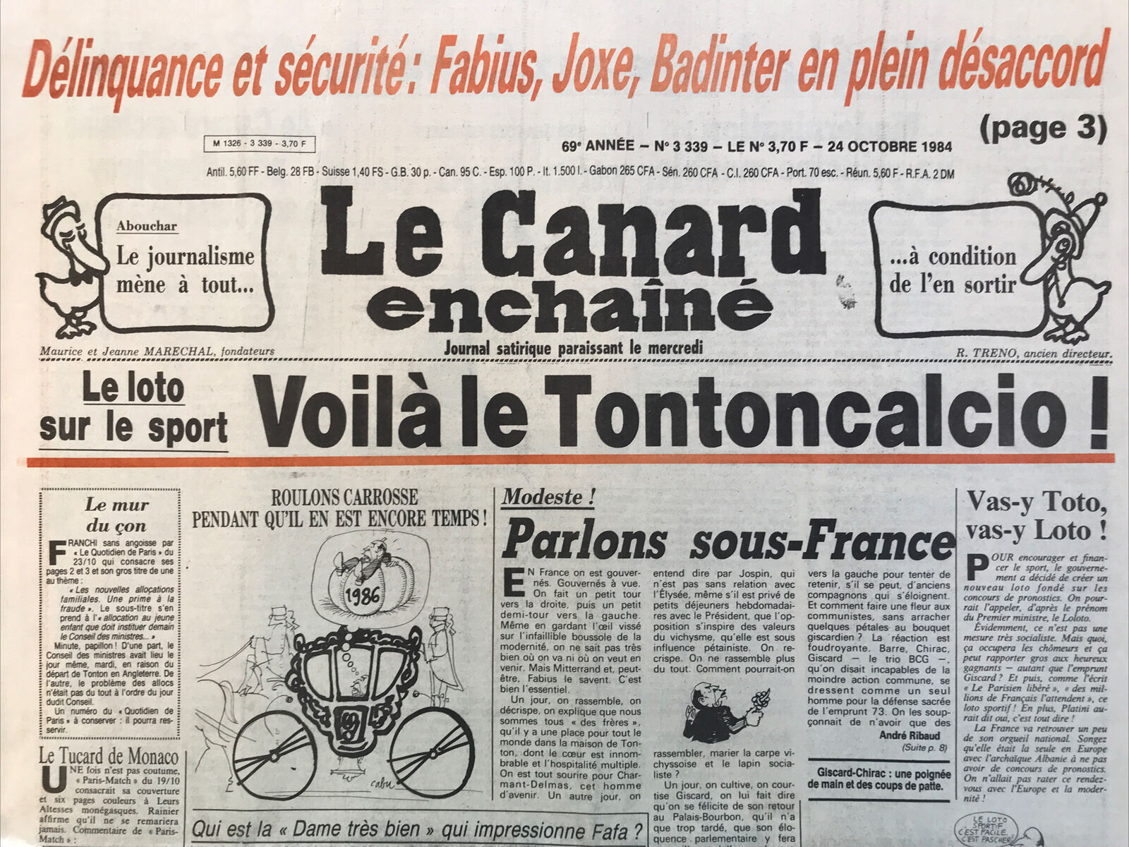 Couac ! | Acheter un Canard | Vente d'Anciens Journaux du Canard Enchaîné. Des Journaux Satiriques de Collection, Historiques & Authentiques de 1916 à 2004 ! | 3339