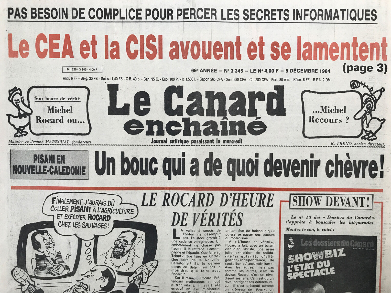 Couac ! | Acheter un Canard | Vente d'Anciens Journaux du Canard Enchaîné. Des Journaux Satiriques de Collection, Historiques & Authentiques de 1916 à 2004 ! | 3345