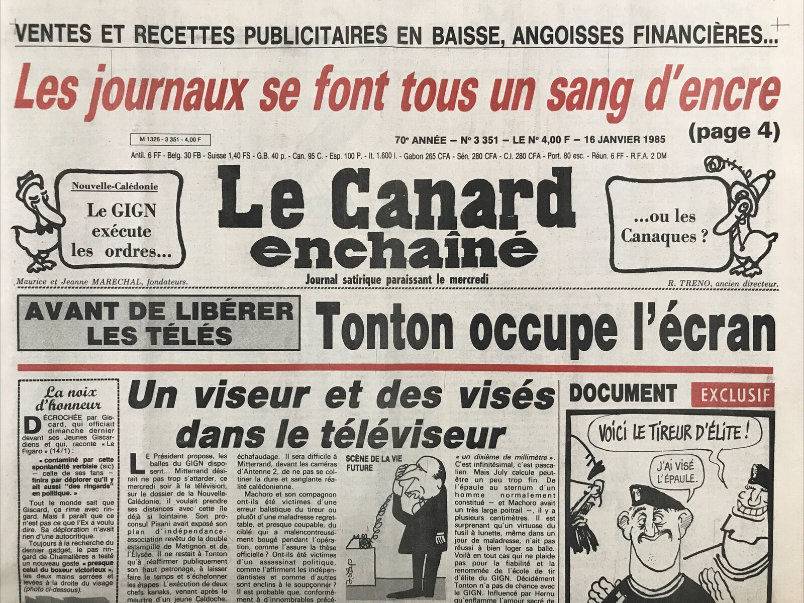 Couac ! | Acheter un Canard | Vente d'Anciens Journaux du Canard Enchaîné. Des Journaux Satiriques de Collection, Historiques & Authentiques de 1916 à 2004 ! | 3351