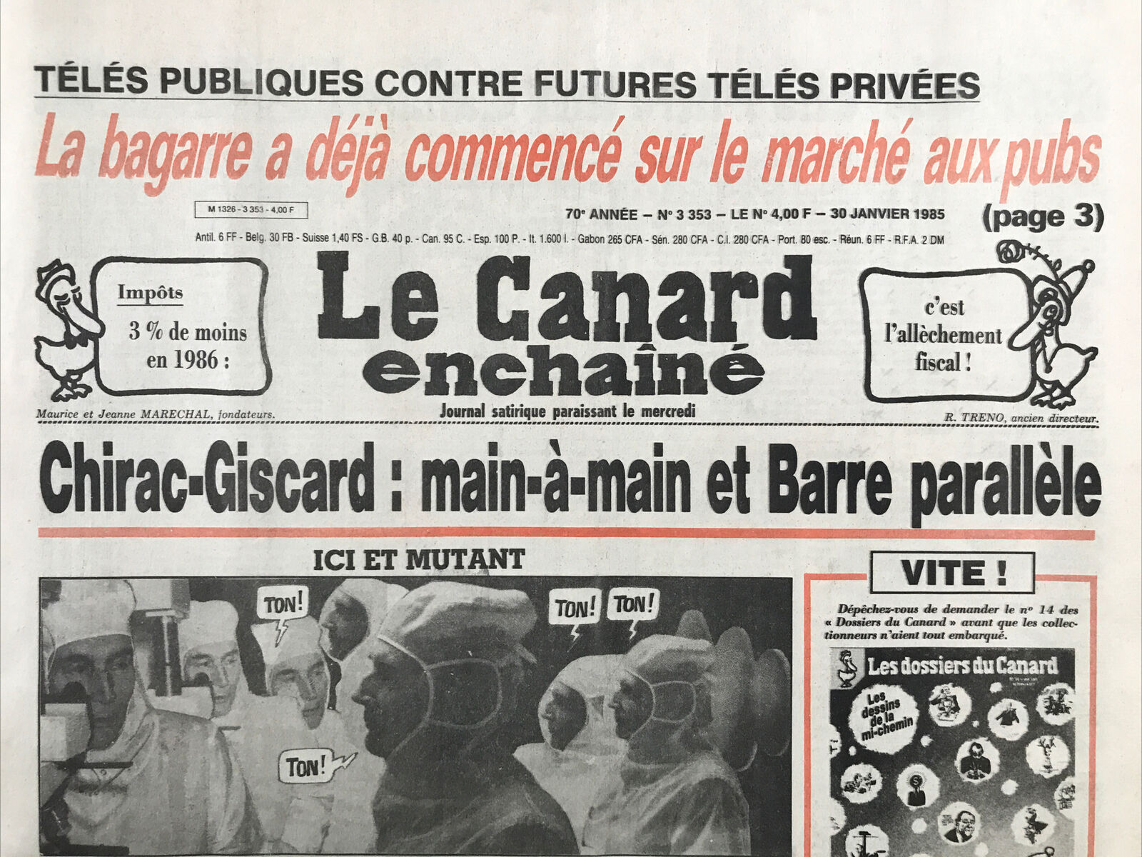 Couac ! | Acheter un Canard | Vente d'Anciens Journaux du Canard Enchaîné. Des Journaux Satiriques de Collection, Historiques & Authentiques de 1916 à 2004 ! | 3353