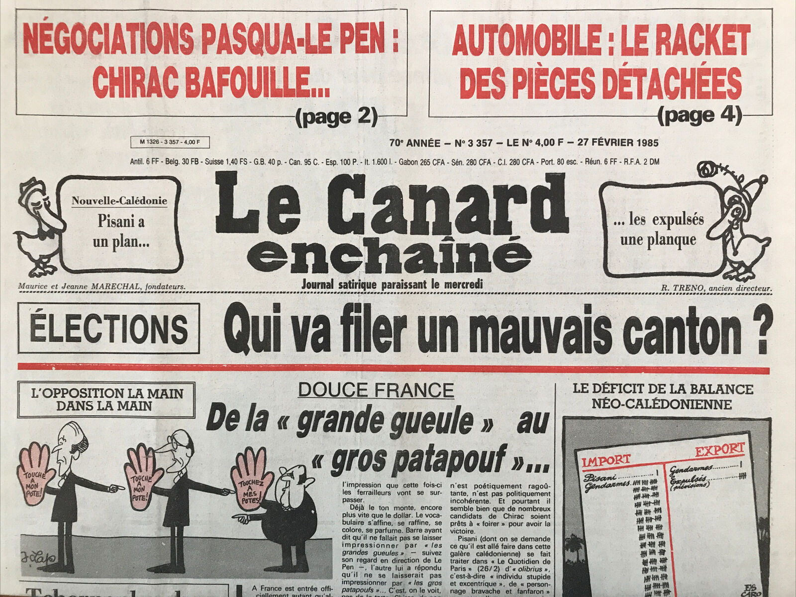 Couac ! | Acheter un Canard | Vente d'Anciens Journaux du Canard Enchaîné. Des Journaux Satiriques de Collection, Historiques & Authentiques de 1916 à 2004 ! | 3357