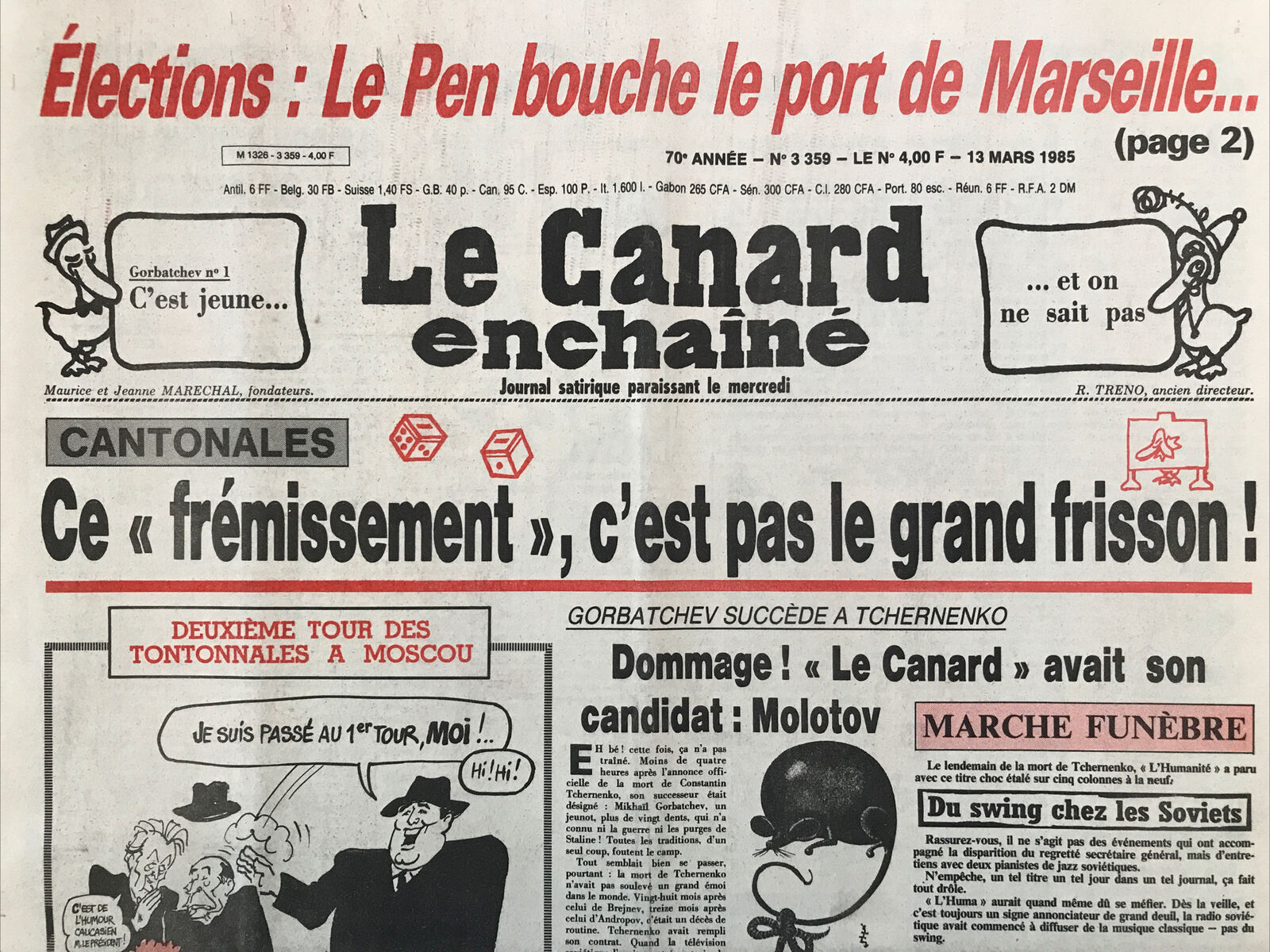 Couac ! | Acheter un Canard | Vente d'Anciens Journaux du Canard Enchaîné. Des Journaux Satiriques de Collection, Historiques & Authentiques de 1916 à 2004 ! | 3359