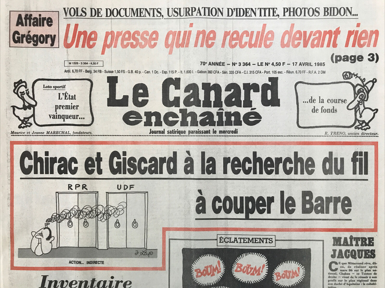 Couac ! | Acheter un Canard | Vente d'Anciens Journaux du Canard Enchaîné. Des Journaux Satiriques de Collection, Historiques & Authentiques de 1916 à 2004 ! | 3364