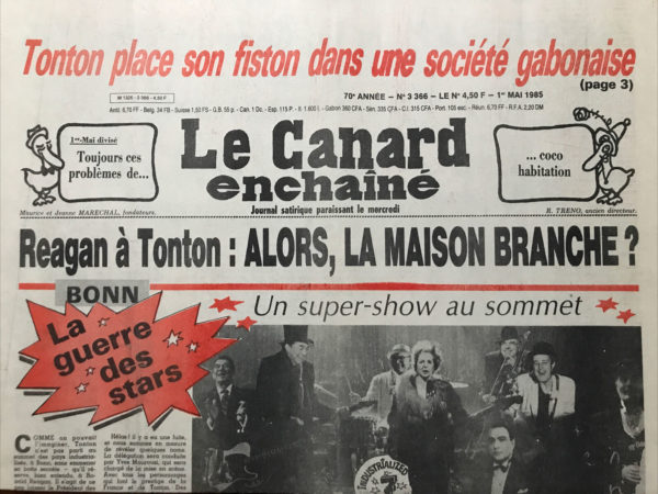 Couac ! | N° 3366 du Canard Enchaîné - 1 Mai 1985 | Nos Exemplaires du Canard Enchaîné sont archivés dans de bonnes conditions de conservation (obscurité, hygrométrie maitrisée et faible température), ce qui s'avère indispensable pour des journaux anciens. | 3366