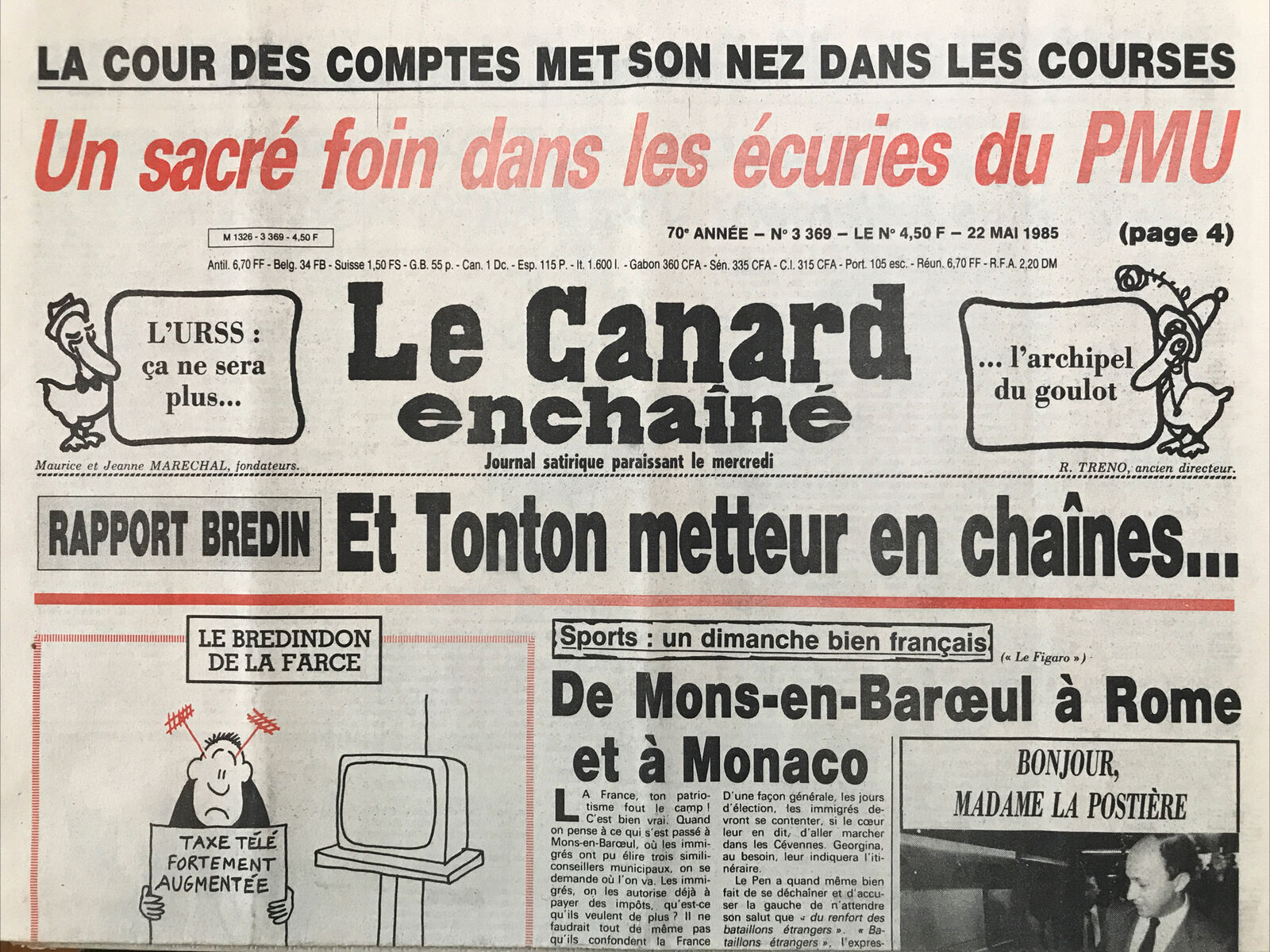 Couac ! | Acheter un Canard | Vente d'Anciens Journaux du Canard Enchaîné. Des Journaux Satiriques de Collection, Historiques & Authentiques de 1916 à 2004 ! | 3369