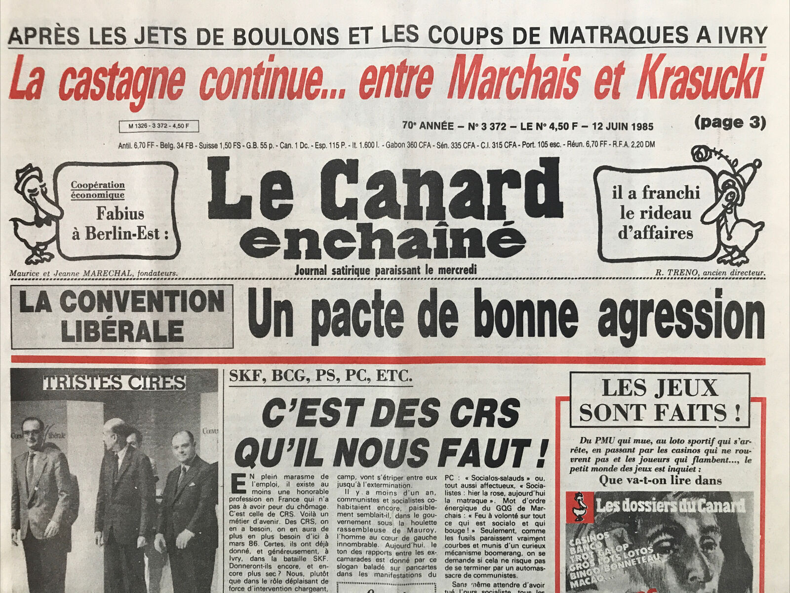 Couac ! | Acheter un Canard | Vente d'Anciens Journaux du Canard Enchaîné. Des Journaux Satiriques de Collection, Historiques & Authentiques de 1916 à 2004 ! | 3372