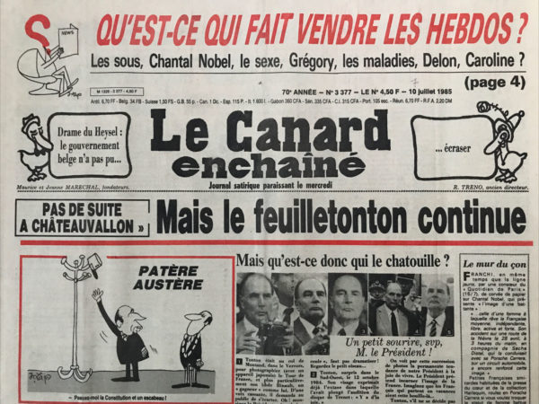 Couac ! | N° 3377 du Canard Enchaîné - 17 Juillet 1985 | faussement daté du 10 | 3377