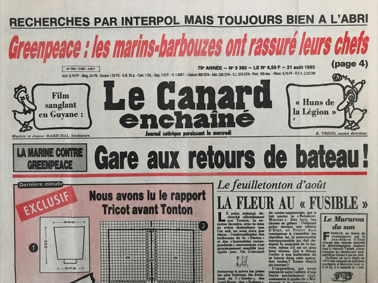 Couac ! | Acheter un Canard | Vente d'Anciens Journaux du Canard Enchaîné. Des Journaux Satiriques de Collection, Historiques & Authentiques de 1916 à 2004 ! | 3382