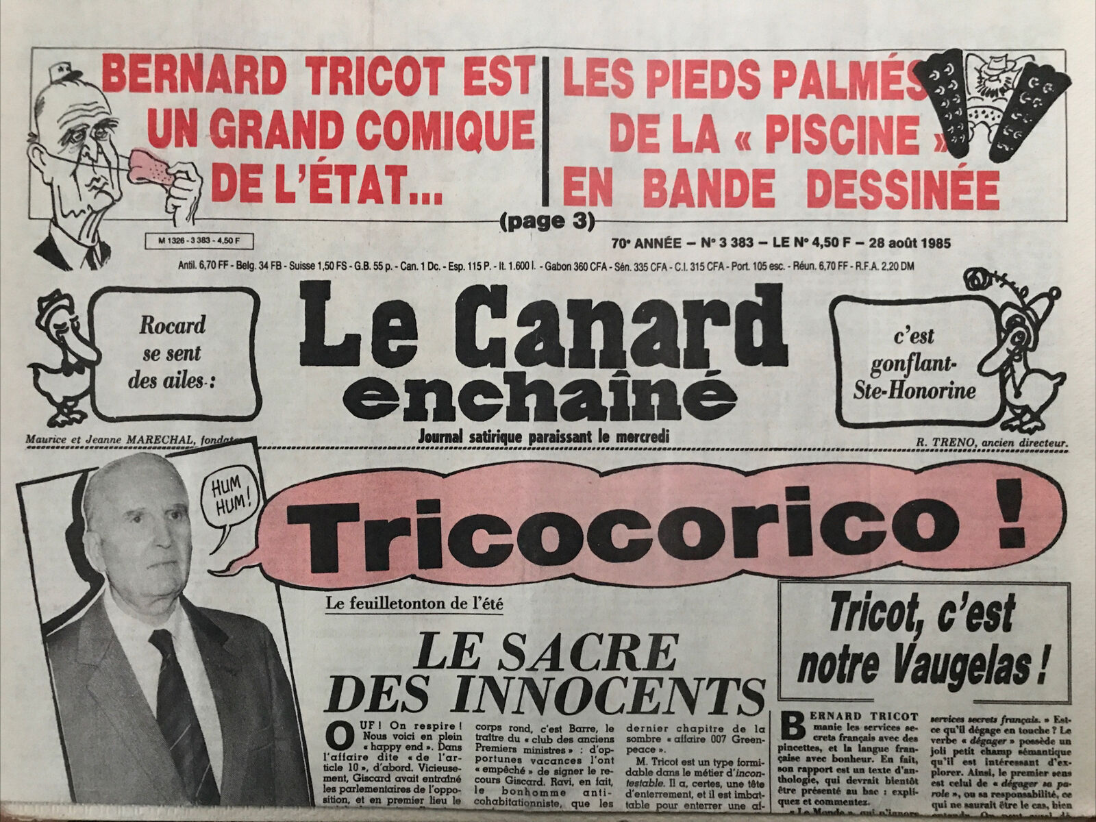 Couac ! | Acheter un Canard | Vente d'Anciens Journaux du Canard Enchaîné. Des Journaux Satiriques de Collection, Historiques & Authentiques de 1916 à 2004 ! | 3383