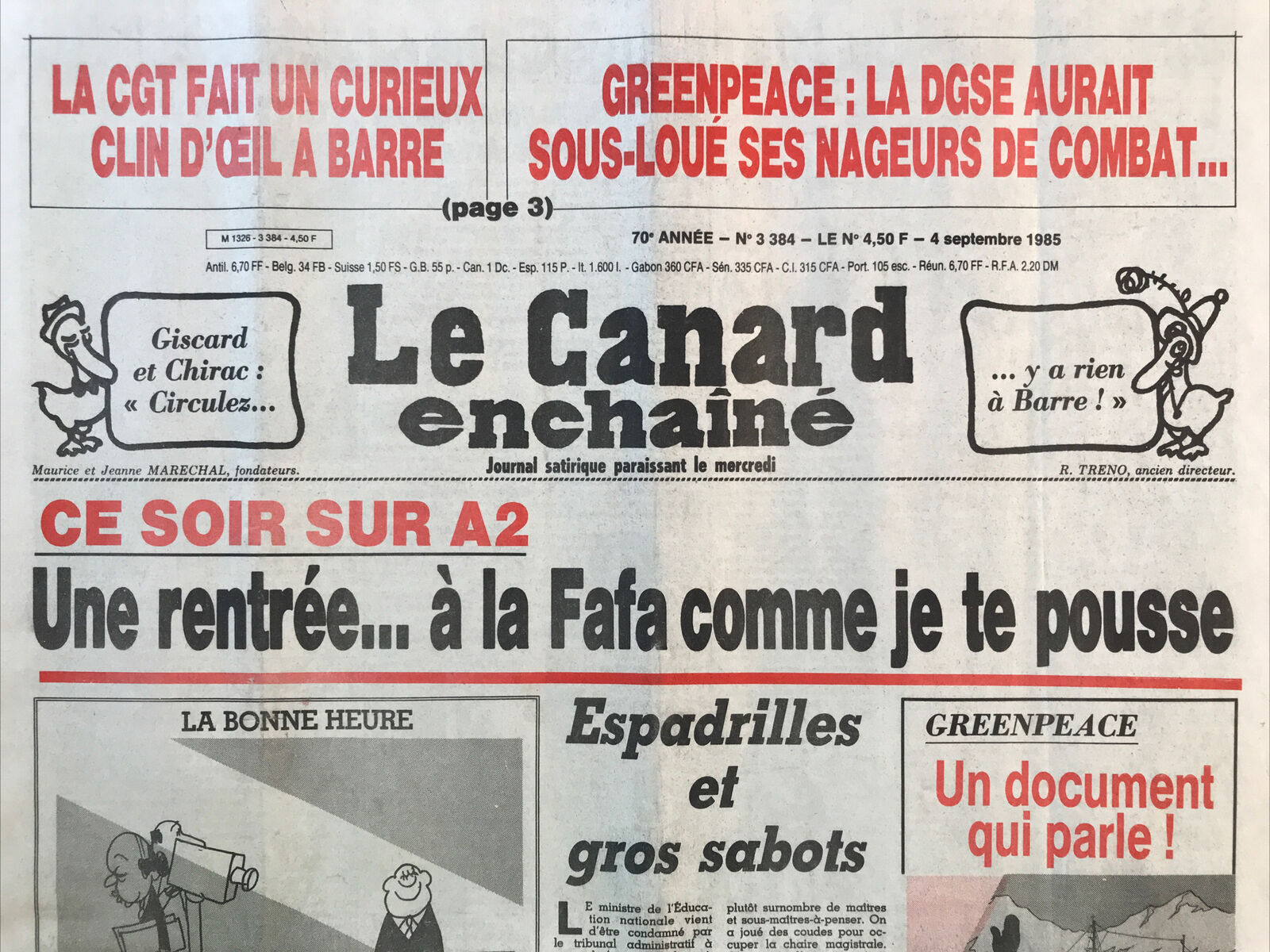 Couac ! | Acheter un Canard | Vente d'Anciens Journaux du Canard Enchaîné. Des Journaux Satiriques de Collection, Historiques & Authentiques de 1916 à 2004 ! | 3384