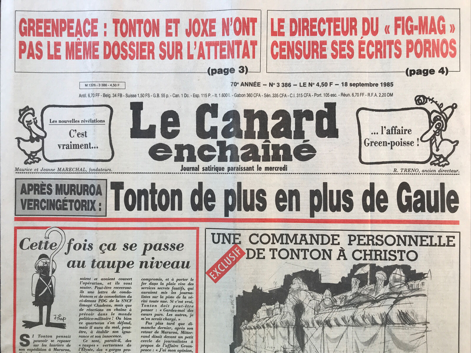 Couac ! | Acheter un Canard | Vente d'Anciens Journaux du Canard Enchaîné. Des Journaux Satiriques de Collection, Historiques & Authentiques de 1916 à 2004 ! | 3386