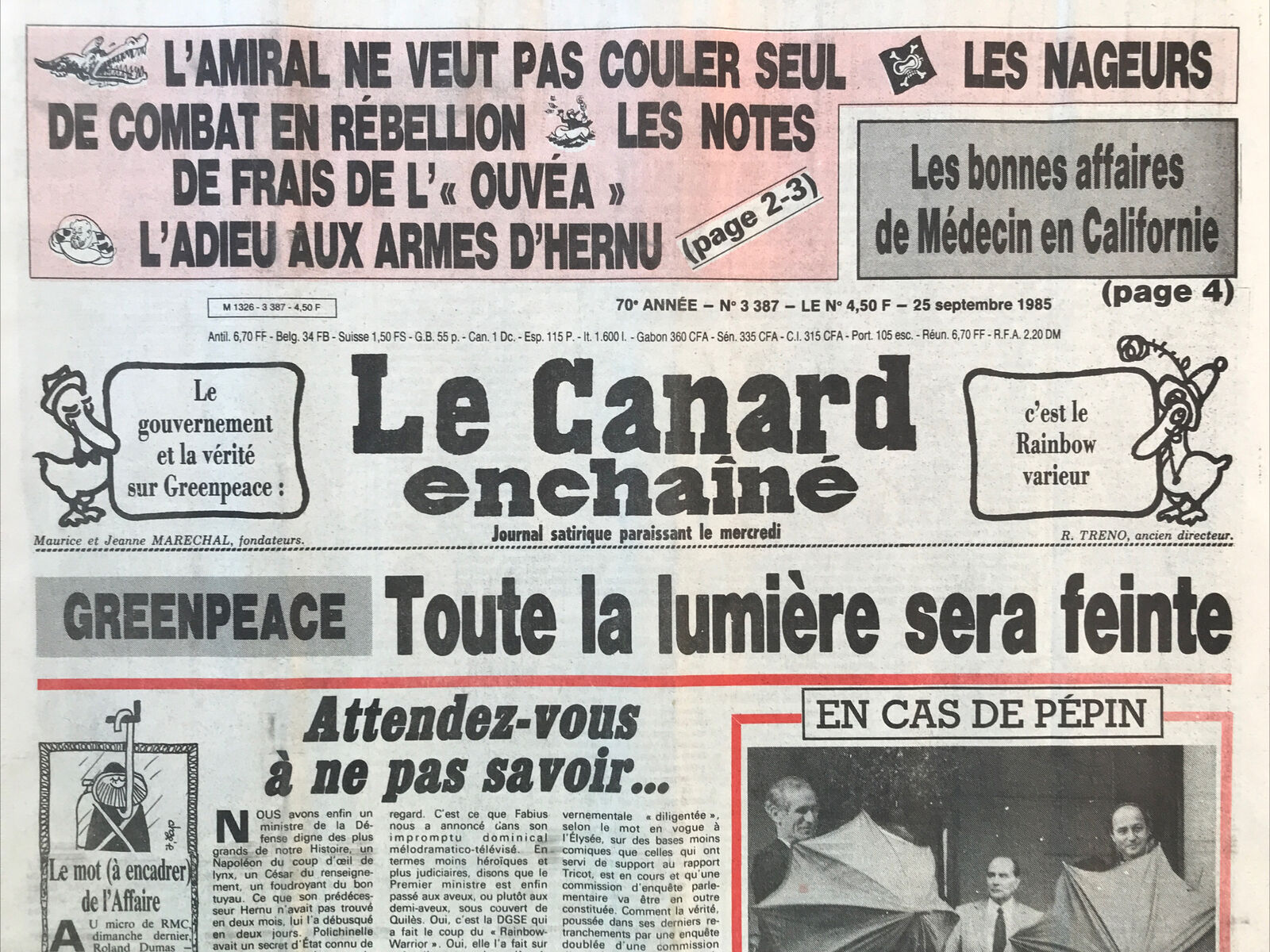 Couac ! | Acheter un Canard | Vente d'Anciens Journaux du Canard Enchaîné. Des Journaux Satiriques de Collection, Historiques & Authentiques de 1916 à 2004 ! | 3387