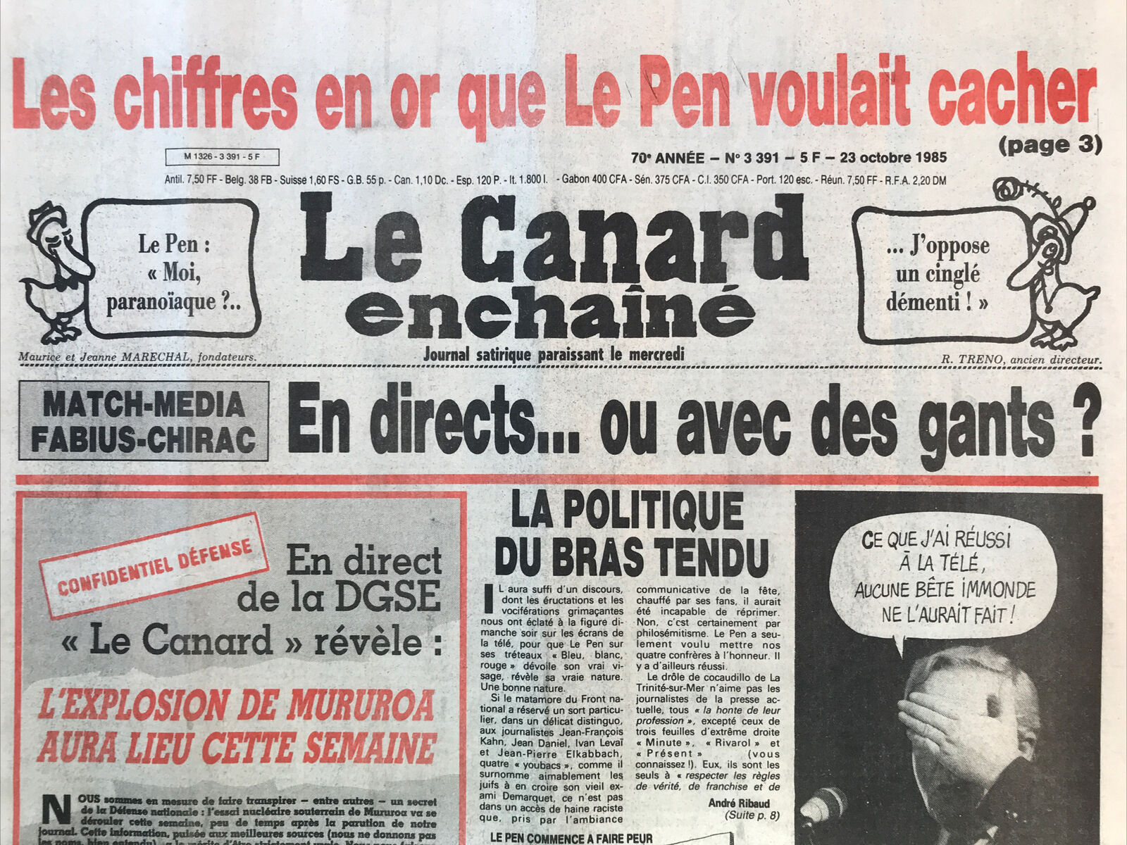 Couac ! | Acheter un Canard | Vente d'Anciens Journaux du Canard Enchaîné. Des Journaux Satiriques de Collection, Historiques & Authentiques de 1916 à 2004 ! | 3391