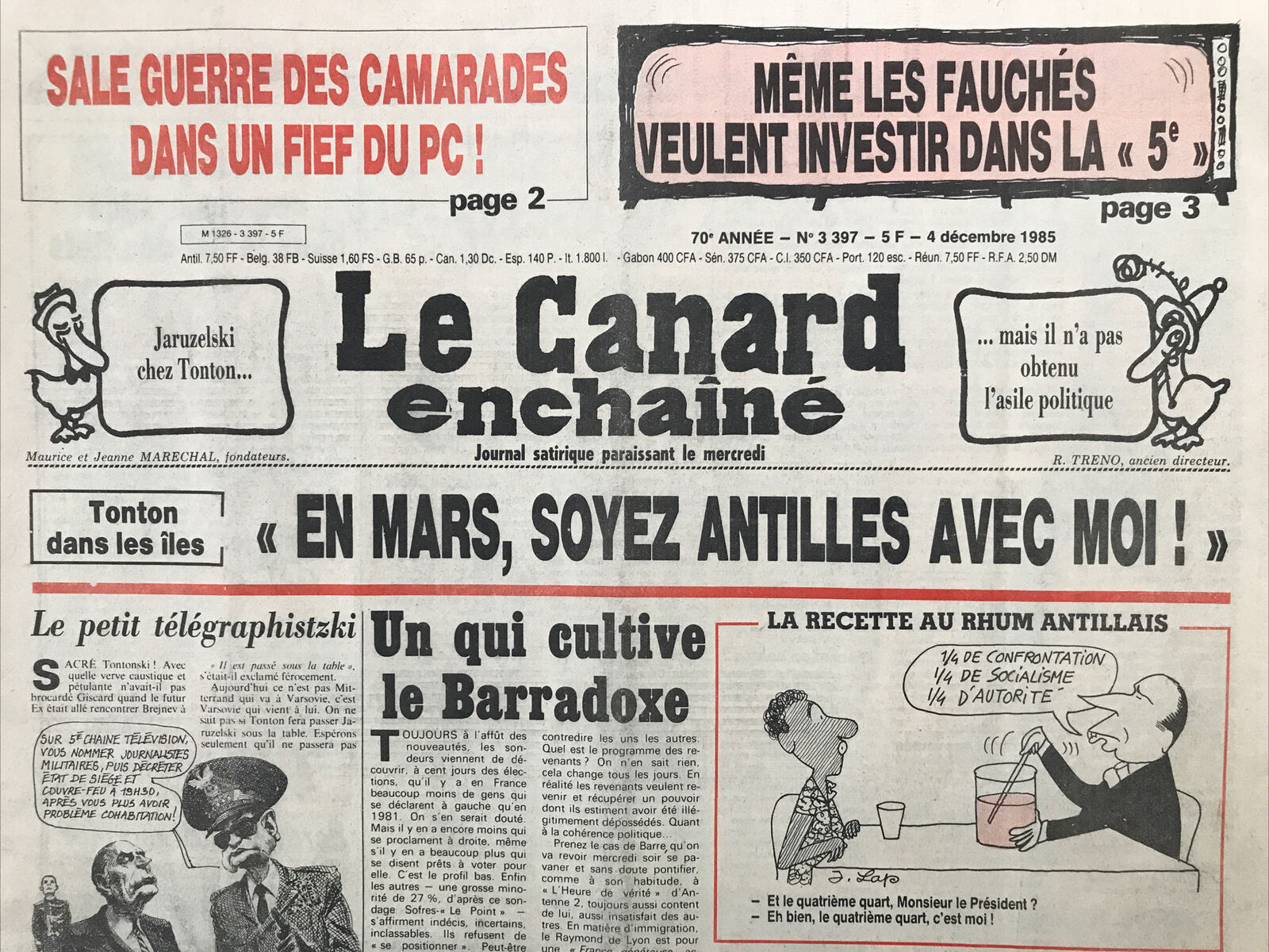 Couac ! | Acheter un Canard | Vente d'Anciens Journaux du Canard Enchaîné. Des Journaux Satiriques de Collection, Historiques & Authentiques de 1916 à 2004 ! | 3397