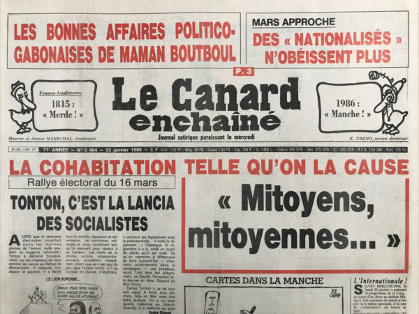 Couac ! | N° 3404 du Canard Enchaîné - 22 Janvier 1986 | Nos Exemplaires du Canard Enchaîné sont archivés dans de bonnes conditions de conservation (obscurité, hygrométrie maitrisée et faible température), ce qui s'avère indispensable pour des journaux anciens. | 3404