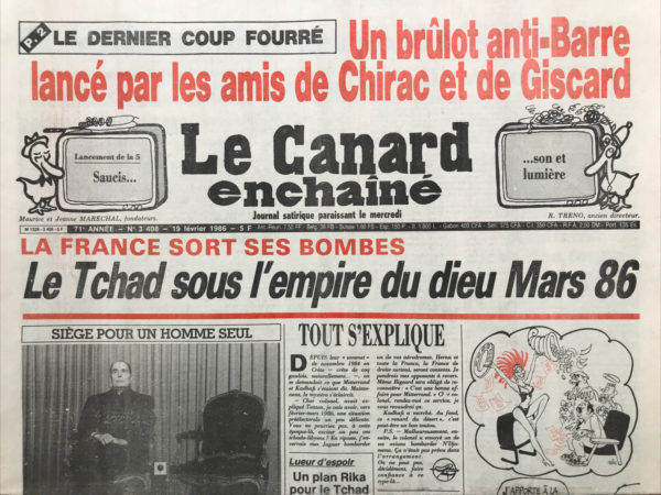 Couac ! | N° 3408 du Canard Enchaîné - 19 Février 1986 | Nos Exemplaires du Canard Enchaîné sont archivés dans de bonnes conditions de conservation (obscurité, hygrométrie maitrisée et faible température), ce qui s'avère indispensable pour des journaux anciens. | 3408