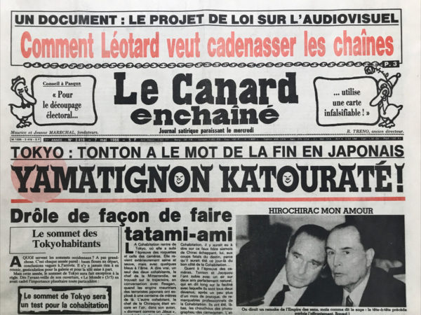 Couac ! | N° 3419 du Canard Enchaîné - 7 Mai 1986 | Nos Exemplaires du Canard Enchaîné sont archivés dans de bonnes conditions de conservation (obscurité, hygrométrie maitrisée et faible température), ce qui s'avère indispensable pour des journaux anciens. | 3419