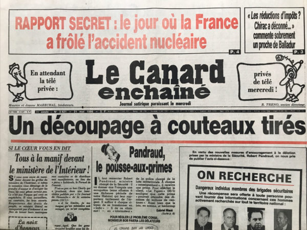 Couac ! | N° 3421 du Canard Enchaîné - 21 Mai 1986 | Nos Exemplaires du Canard Enchaîné sont archivés dans de bonnes conditions de conservation (obscurité, hygrométrie maitrisée et faible température), ce qui s'avère indispensable pour des journaux anciens. | 3421