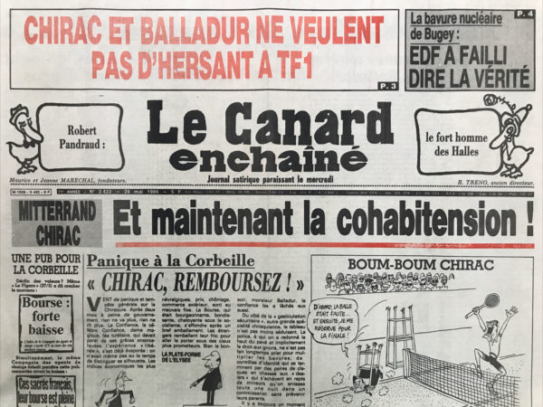 Couac ! | N° 3422 du Canard Enchaîné - 28 Mai 1986 | Nos Exemplaires du Canard Enchaîné sont archivés dans de bonnes conditions de conservation (obscurité, hygrométrie maitrisée et faible température), ce qui s'avère indispensable pour des journaux anciens. | 3422