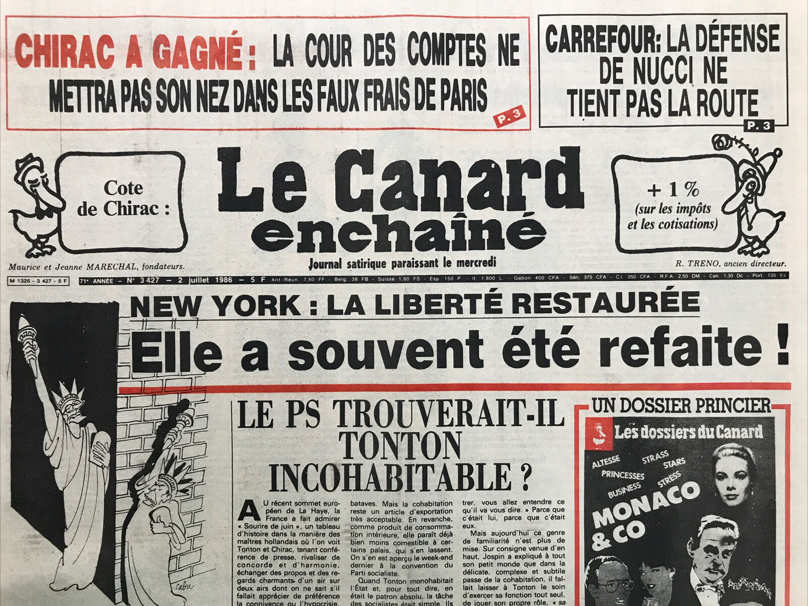 Couac ! | Acheter un Canard | Vente d'Anciens Journaux du Canard Enchaîné. Des Journaux Satiriques de Collection, Historiques & Authentiques de 1916 à 2004 ! | 3427