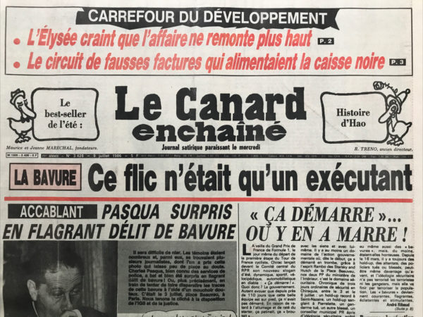 Couac ! | N° 3428 du Canard Enchaîné - 9 Juillet 1986 | Nos Exemplaires du Canard Enchaîné sont archivés dans de bonnes conditions de conservation (obscurité, hygrométrie maitrisée et faible température), ce qui s'avère indispensable pour des journaux anciens. | 3428